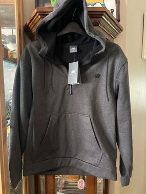New Balance Men's Charcoal Gray Hooded Pullover